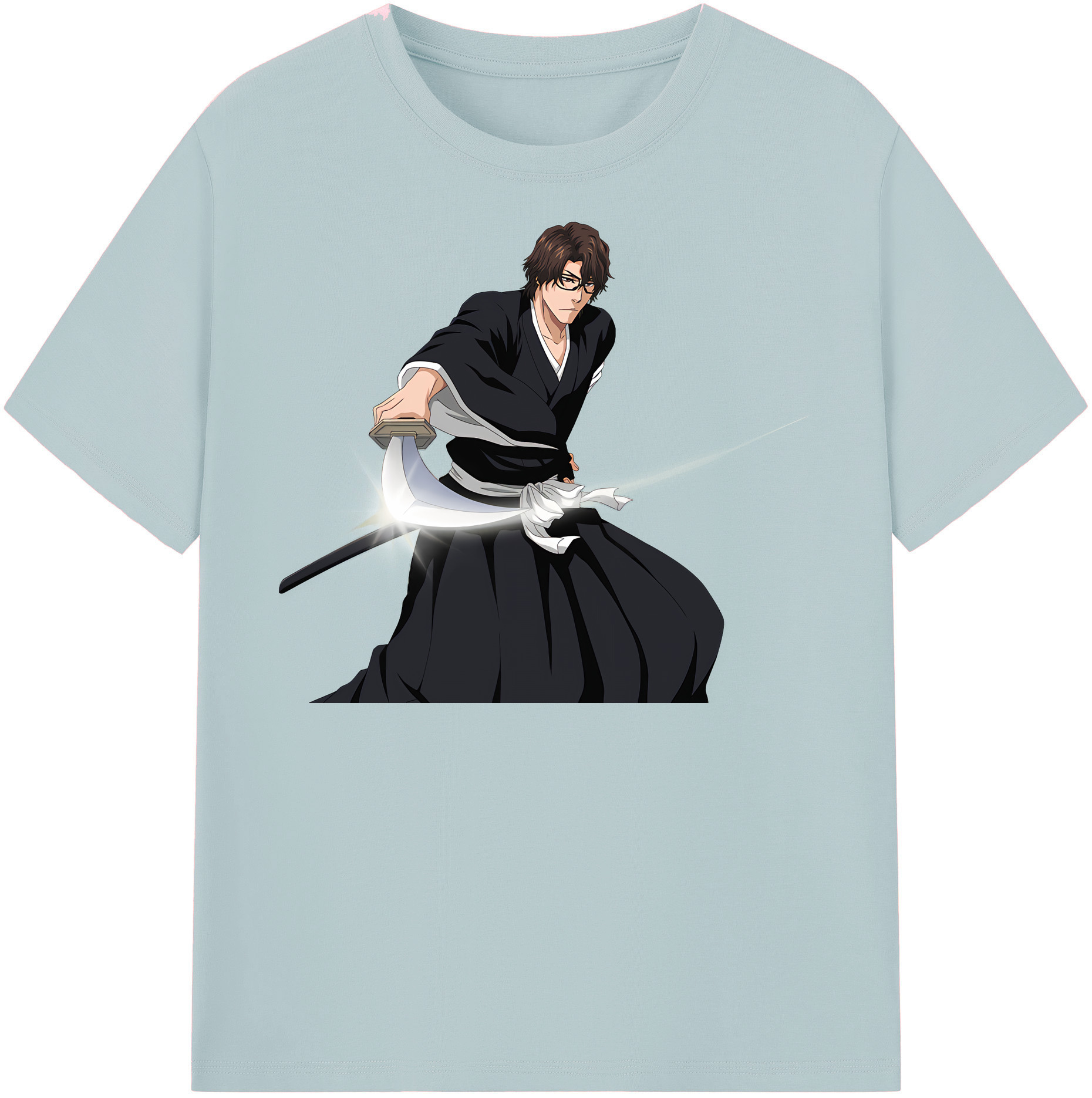 （画像用） ブリーチ 藍染 惣右介（あいぜん そうすけ） BLEACH Aizen Sousuke 綿100％半袖Tシャツ（フロントプリント）